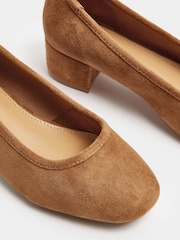 Long Tall Sally Brown Block Heel Ballerina Pumps - Image 4 of 4