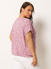 Yours Curve Ivory Elasticated Hem V-Neck T-Shirt - Image 3 of 5