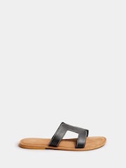 Long Tall Sally Black Leather Cut Out Mule Sandals - Image 2 of 5