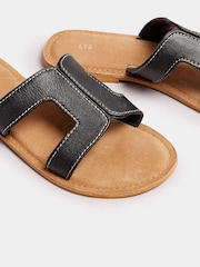 Long Tall Sally Black Leather Cut Out Mule Sandals - Image 5 of 5