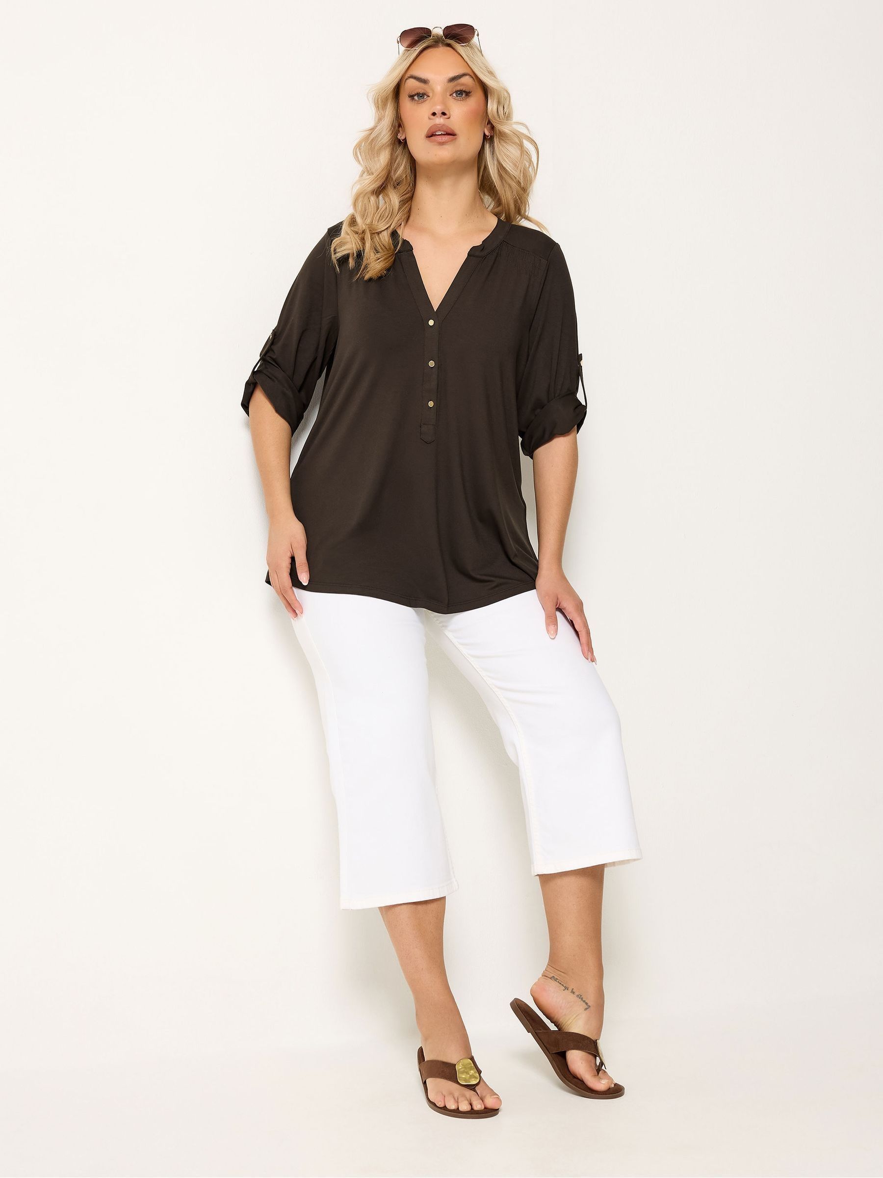 Buy Yours Curve Brown Jersey Placket Shirt from Next USA