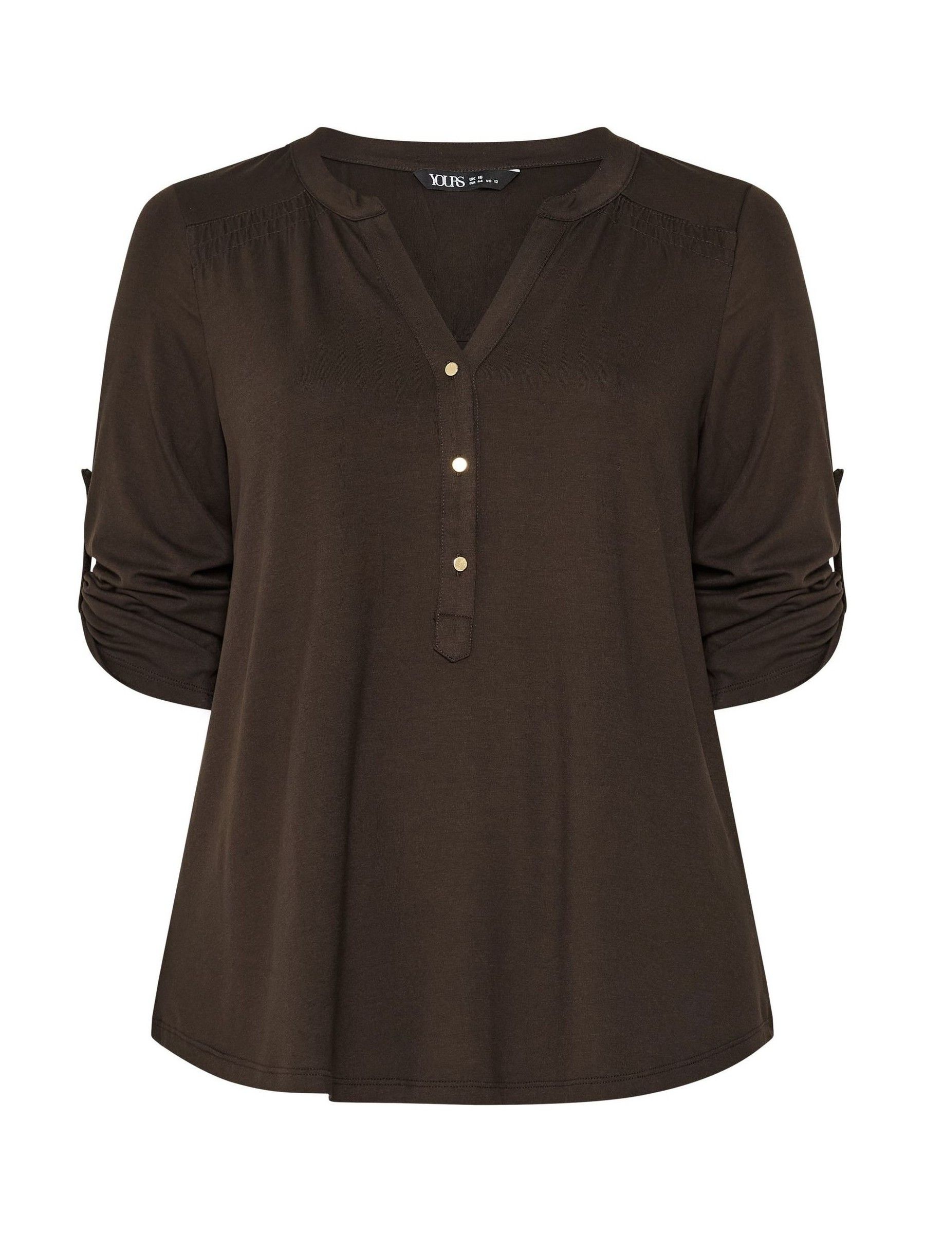 Buy Yours Curve Brown Jersey Placket Shirt from Next USA