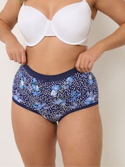 Yours Curve Blue Butterfly Floral Print 5 Pack Full Briefs - Image 1 of 5