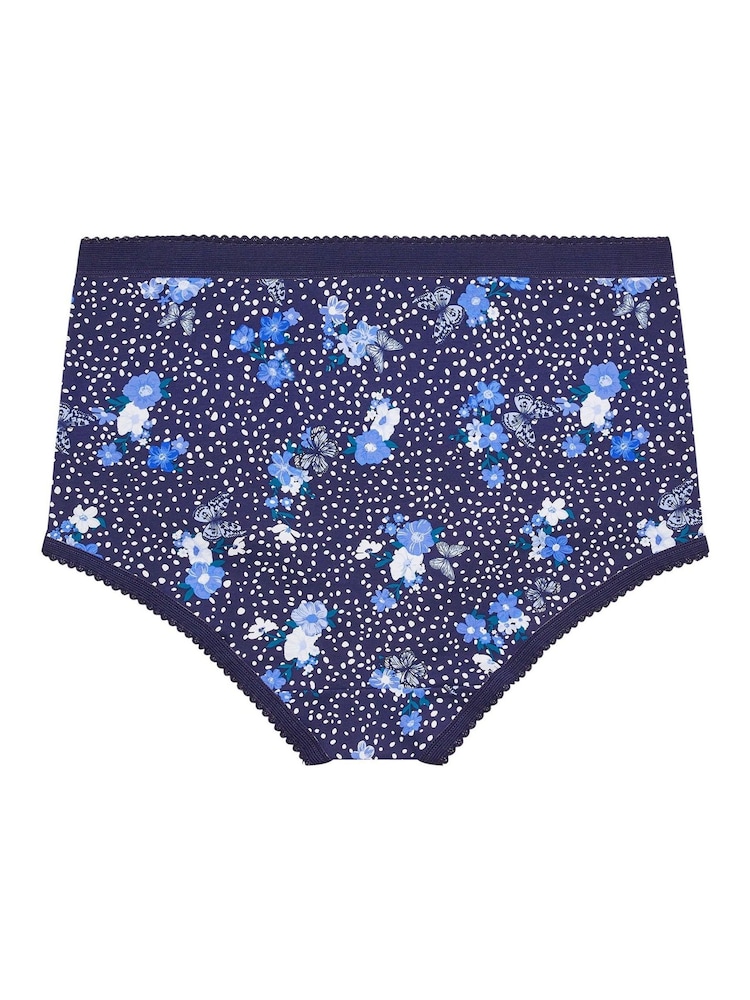 Yours Curve Blue Butterfly Floral Print 5 Pack Full Briefs - Image 5 of 5