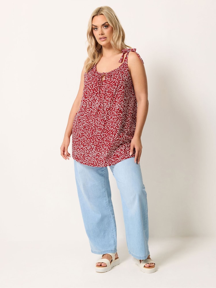 Yours Curve Red Cami Vest Top - Image 2 of 5 Yours Curve Red Cami Vest Top - Image 2 of 5
