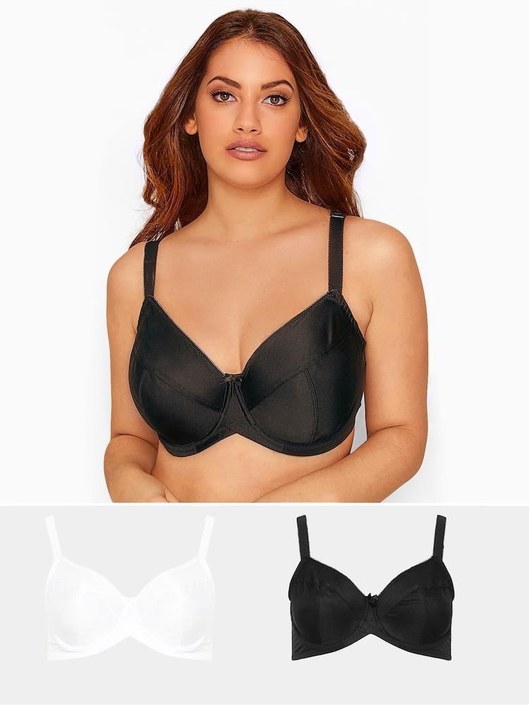 Yours Curve Black Classic Underwired 2 Pack Bras - Image 1 of 8