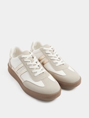 Weiß - Yours Curve E Wide Fit Side Stripe Lace Up Trainers - Bild 2 von 5