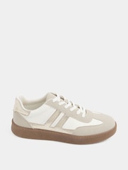 Weiß - Yours Curve E Wide Fit Side Stripe Lace Up Trainers - Bild 3 von 5