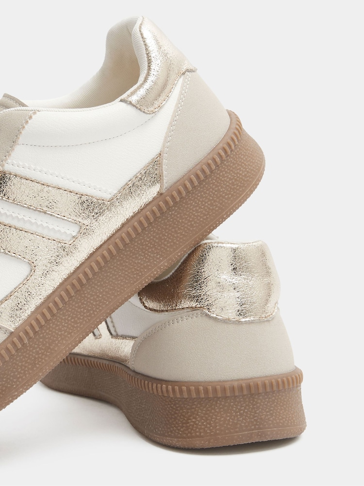Weiß - Yours Curve E Wide Fit Side Stripe Lace Up Trainers - Bild 5 von 5