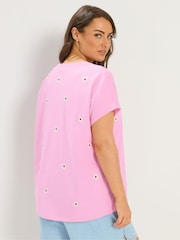 Yours Curve Pink Daisy Embroidered Top - Image 3 of 5