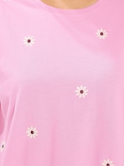 Yours Curve Pink Daisy Embroidered Top - Image 4 of 5