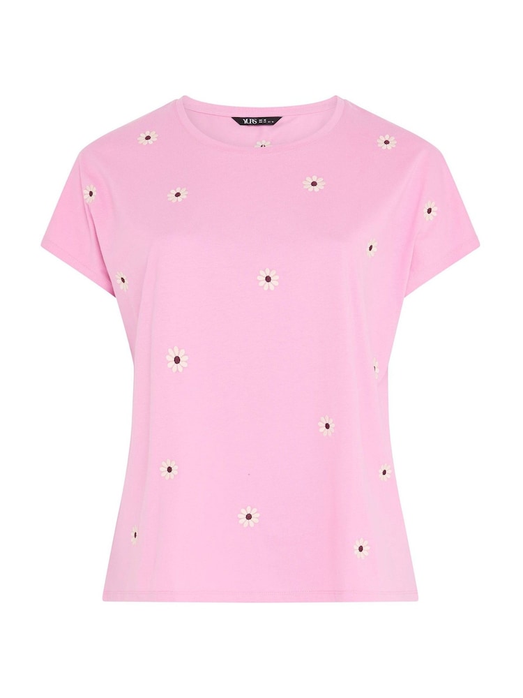 Yours Curve Pink Daisy Embroidered Top - Image 5 of 5 Yours Curve Pink Daisy Embroidered Top - Image 5 of 5