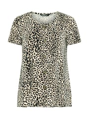 Yours Curve Brown Leopard Print Button Front Swing Top - Image 6 of 6