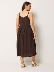 Yours Curve Brown Cheesecloth Pocket Sun Dress - Image 3 of 5