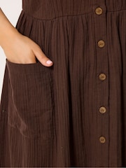 Yours Curve Brown Cheesecloth Pocket Sun Dress - Image 4 of 5