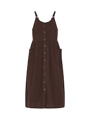 Yours Curve Brown Cheesecloth Pocket Sun Dress - Image 5 of 5