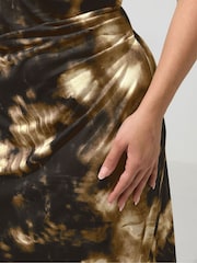 Yours Curve Chocolate Brown Abstract London Drape Dress - Image 4 of 5