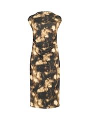 Yours Curve Chocolate Brown Abstract London Drape Dress - Image 5 of 5