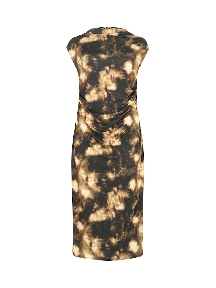 Yours Curve Chocolate Brown Abstract London Drape Dress - Image 5 of 5
