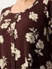 Yours Curve Brown All Over Print Button Front Swing Top - Image 4 of 5