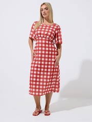 Yours Curve Red Limited Tie Neck Dress - Image 1 of 5