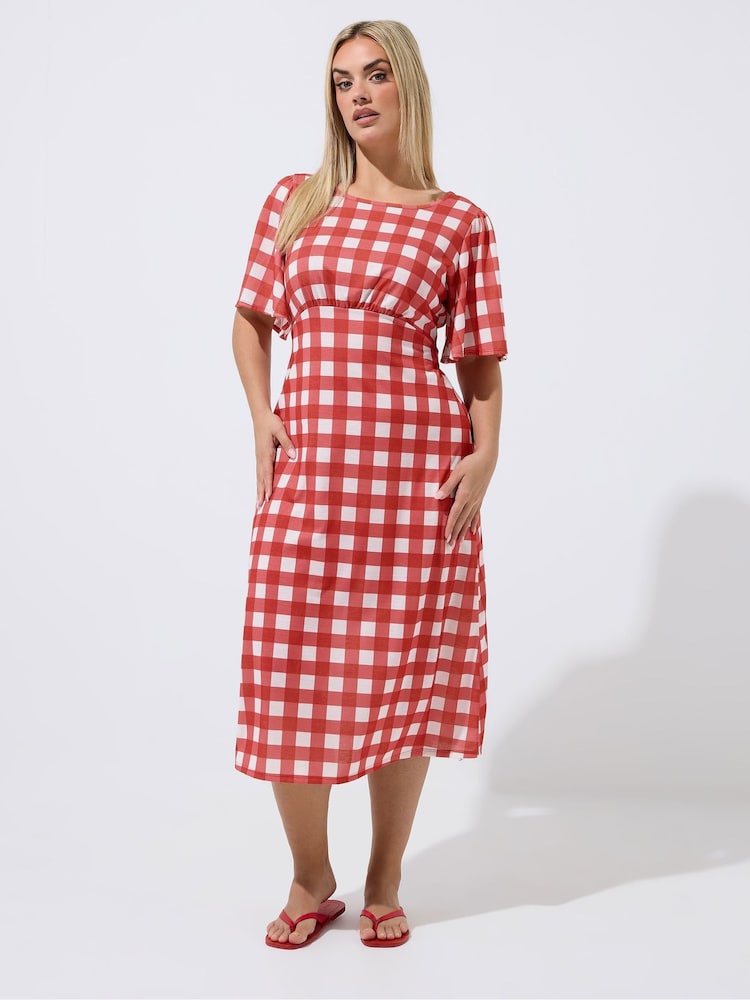 Yours Curve Red Limited Tie Neck Dress - Image 1 of 5 Yours Curve Red Limited Tie Neck Dress - Image 1 of 5