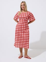 Yours Curve Red Limited Tie Neck Dress - Image 2 of 5