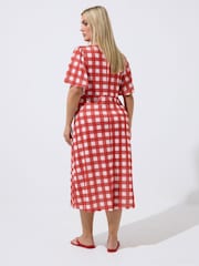 Yours Curve Red Limited Tie Neck Dress - Image 3 of 5