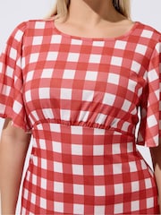 Yours Curve Red Limited Tie Neck Dress - Image 4 of 5