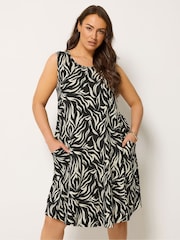 Yours Curve Black Drape Pocket Dress - Image 1 of 5