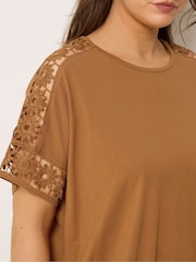 Yours Curve Orange Boxy Crochet T-Shirt - Image 4 of 5