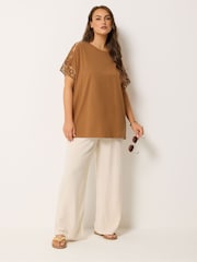 Yours Curve Orange Boxy Crochet T-Shirt - Image 5 of 5