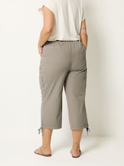 Yours Curve Brown Cropped Cargo Trousers - Image 3 of 5