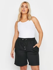 Yours Curve Black Jogger Shorts - Image 1 of 7