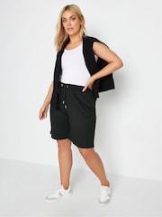 Yours Curve Black Jogger Shorts - Image 4 of 7