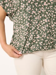 Yours Curve Cream Elasticated Hem V-Neck T-Shirt - Image 4 of 5