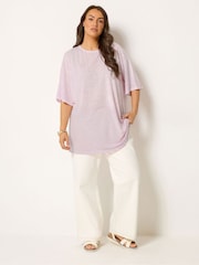 Yours Curve Pink Burnout Markings Oversized Top - Image 2 of 5