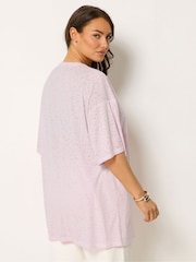 Yours Curve Pink Burnout Markings Oversized Top - Image 3 of 5