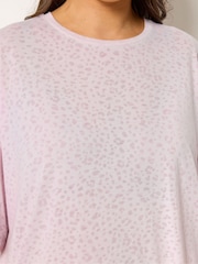 Yours Curve Pink Burnout Markings Oversized Top - Image 4 of 5