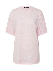 Yours Curve Pink Burnout Markings Oversized Top - Image 5 of 5