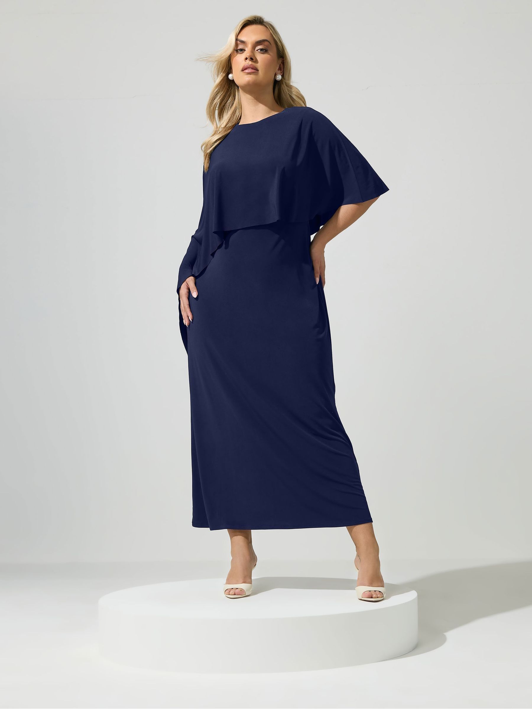 Yours Curve Women's Blue Cape Dress