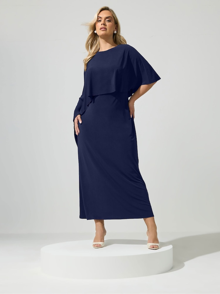 Yours Curve Blue London Cape Dress - Image 1 of 5 Yours Curve Blue London Cape Dress - Image 1 of 5