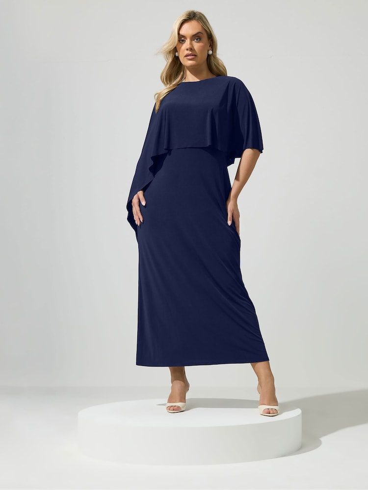 Yours Curve Blue London Cape Dress - Image 2 of 5 Yours Curve Blue London Cape Dress - Image 2 of 5