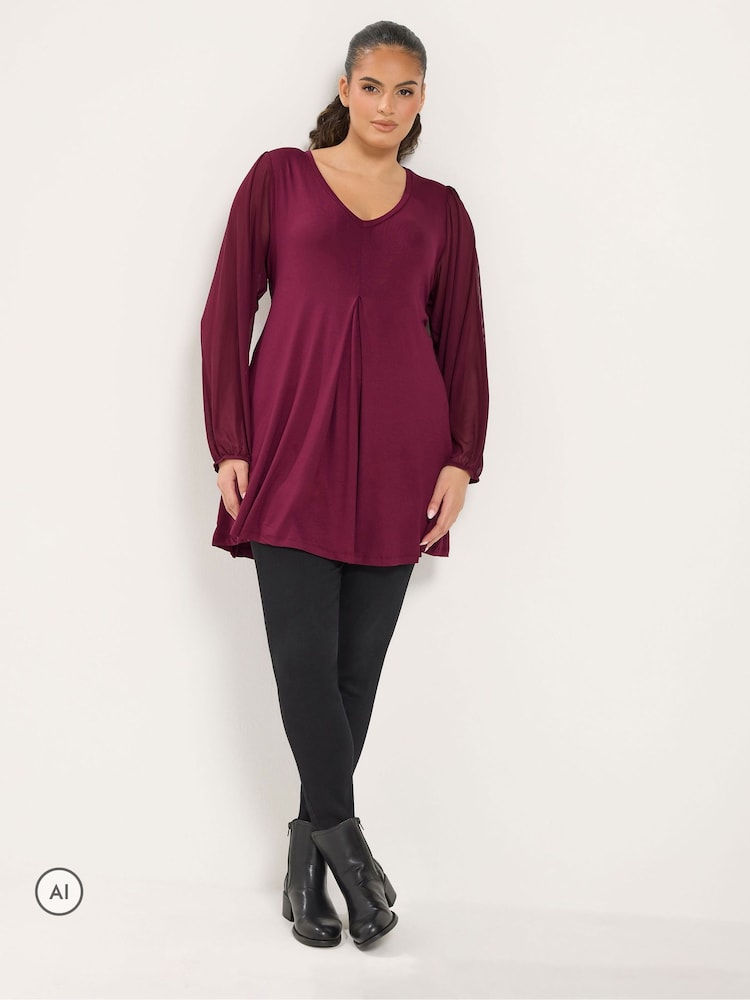 Yours Curve Pink Chiffon Sleeve Tunic - Image 2 of 6