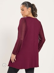 Yours Curve Pink Chiffon Sleeve Tunic - Image 3 of 6
