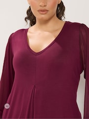 Yours Curve Pink Chiffon Sleeve Tunic - Image 4 of 6
