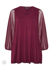Yours Curve Pink Chiffon Sleeve Tunic - Image 5 of 6