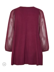 Yours Curve Pink Chiffon Sleeve Tunic - Image 6 of 6