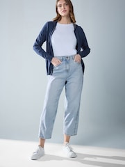 M&Co Blue Light Wash Barrel Jeans - Image 5 of 6