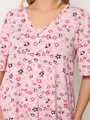 Yours Curve Pink Ditsy Pleated Swing Top - Image 4 of 5